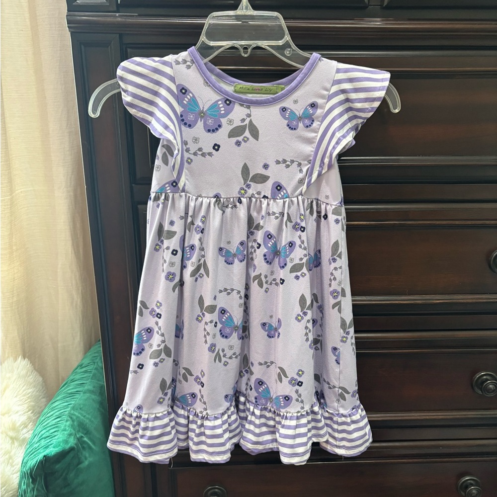 Millie loves Lily girls dress size 5 purple butterflies excellent condition